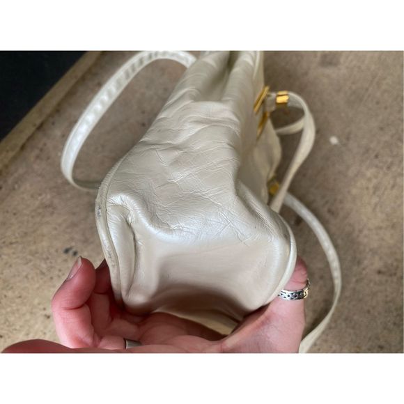 Dawli 100% Leather Cream Gold Hardware Snakeskin Shoulder Bag Purse - Picture 8 of 15